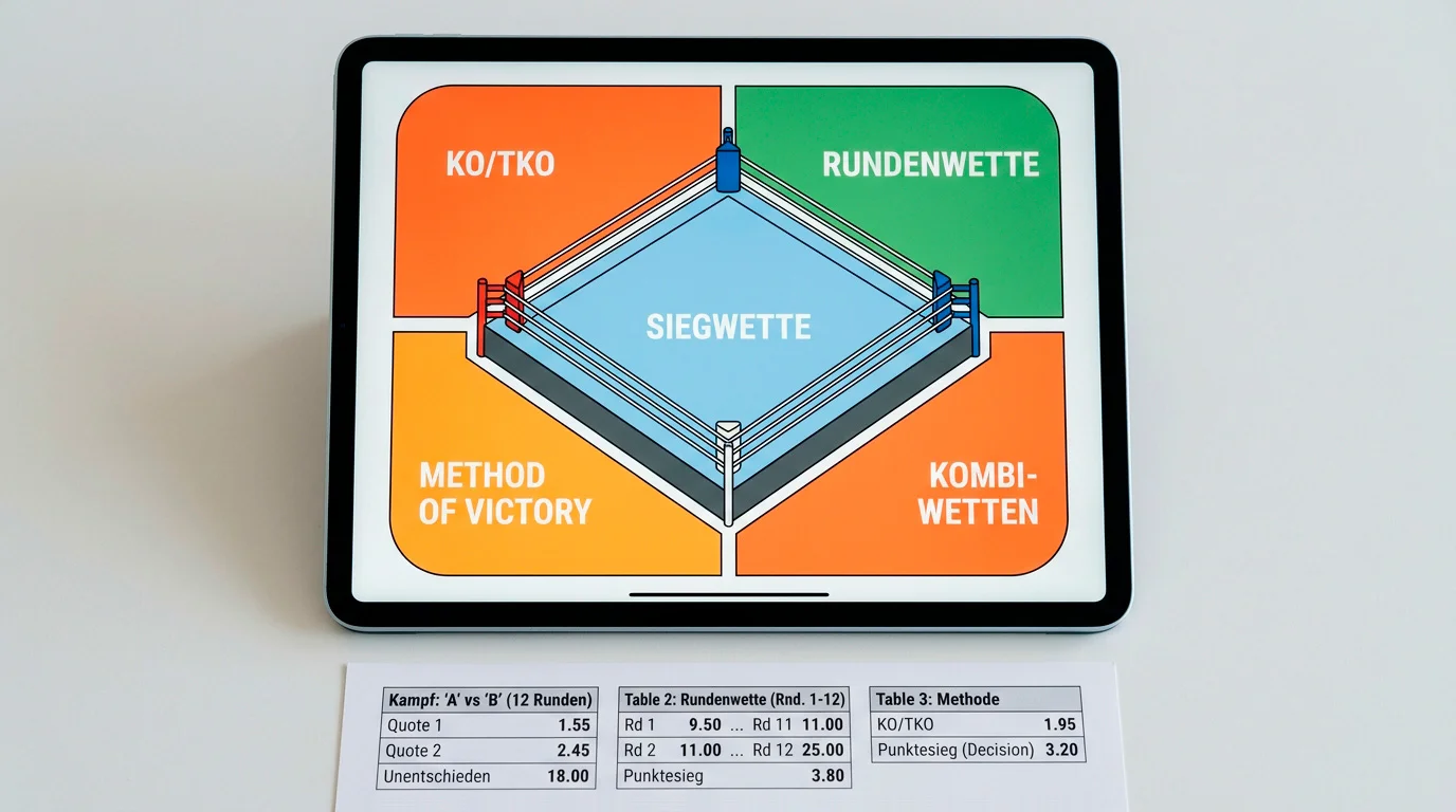Überblick über Boxen Wettarten – Siegwette, KO-Wette, Rundenwette und Method of Victory bei deutschen Buchmachern
